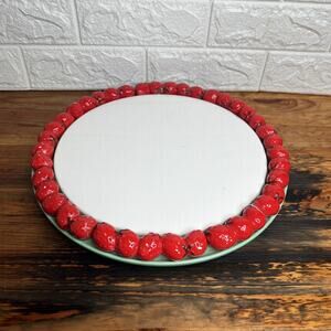 Shafford JSC Les Fraise “Strawberry” Rim Plate• 12.5” Ceramic Cake Plate-Damaged